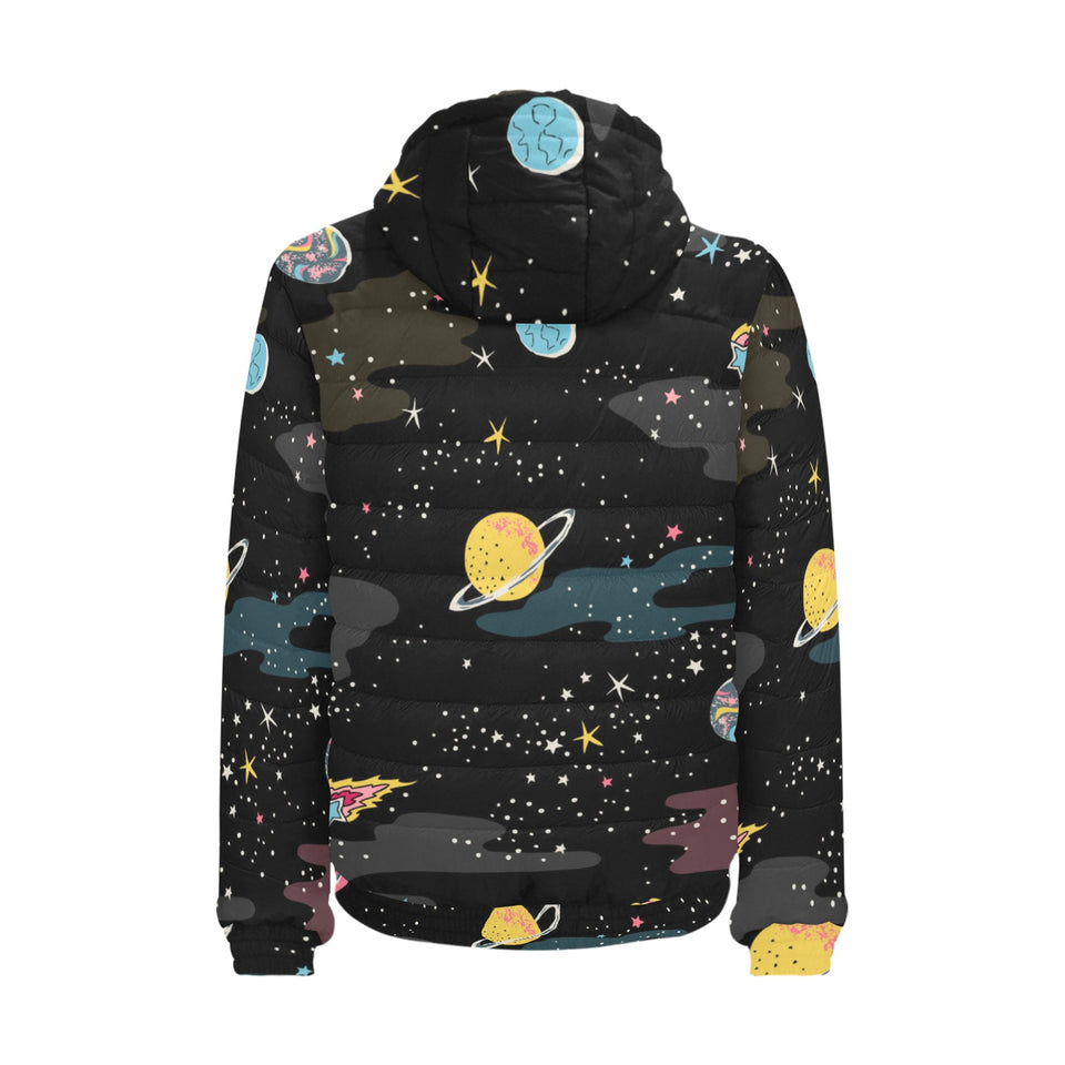 space pattern Men's Padded Hooded Jacket