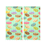 Colorful donut pattern green background Gauze Curtain