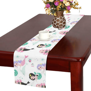 cute mermaid dolphin fish starfish pattern Table Runner