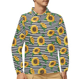 sunflowers ribbon background Men's Long Sleeve Polo Shirt