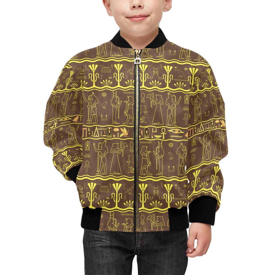 Egypt Hieroglyphics Pattern Print Design 03 Kids' Boys' Girls' Bomber Jacket