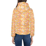 Camper Van Pattern Print Design 04 Women's Padded Hooded Jacket