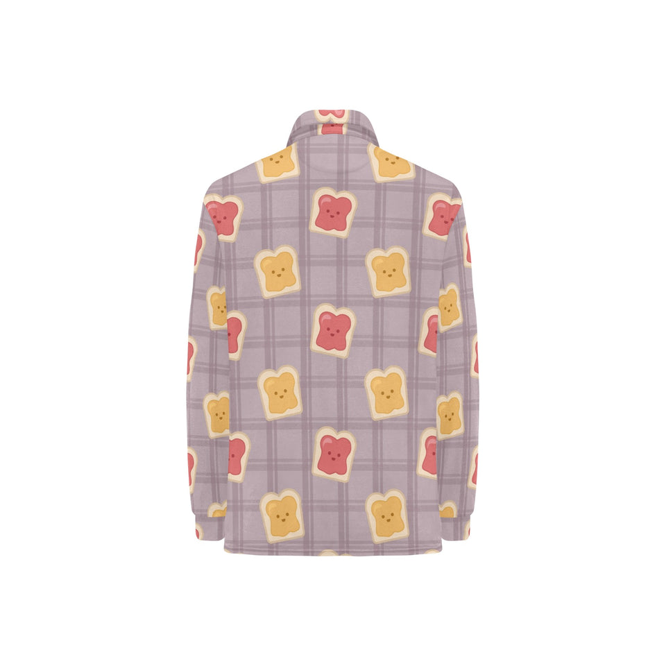 Bread Toast Pattern Print Design 05 Women's Long Sleeve Polo Shirt