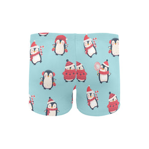 Cute penguin christmas design pattern Men's Swimming Trunks