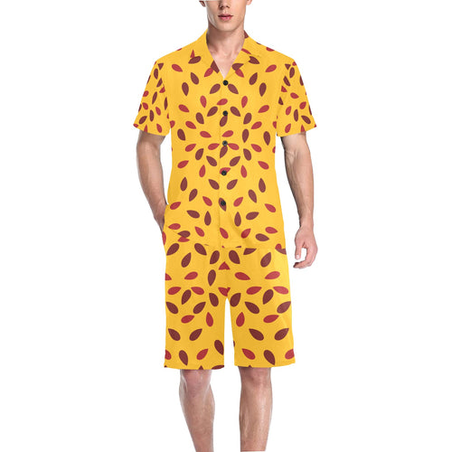 Passion fruit texture Men's V-Neck Short Pajama Set