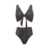Pizza pattern Chest Bowknot High Waisted Bikini Swimsuit