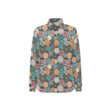 Gear Pattern Print Design 05 Women's Long Sleeve Polo Shirt