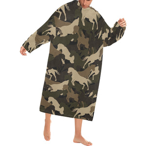 Horse Camouflage Pattern Blanket Robe with Sleeves