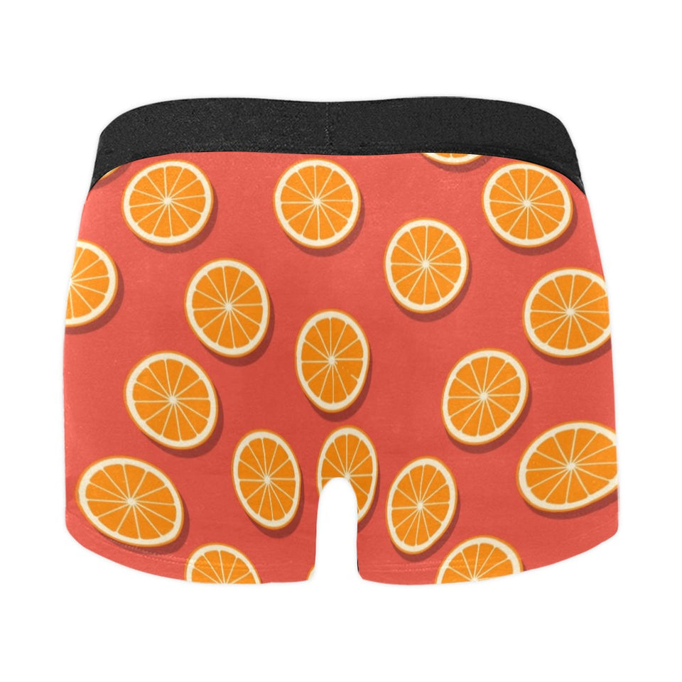 Oranges pattern red background Men's All Over Print Boxer Briefs Men's Underwear