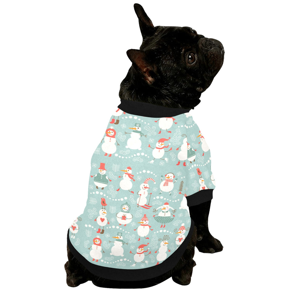 Cute snowman pattern All Over Print Pet Dog Round Neck Fuzzy Shirt