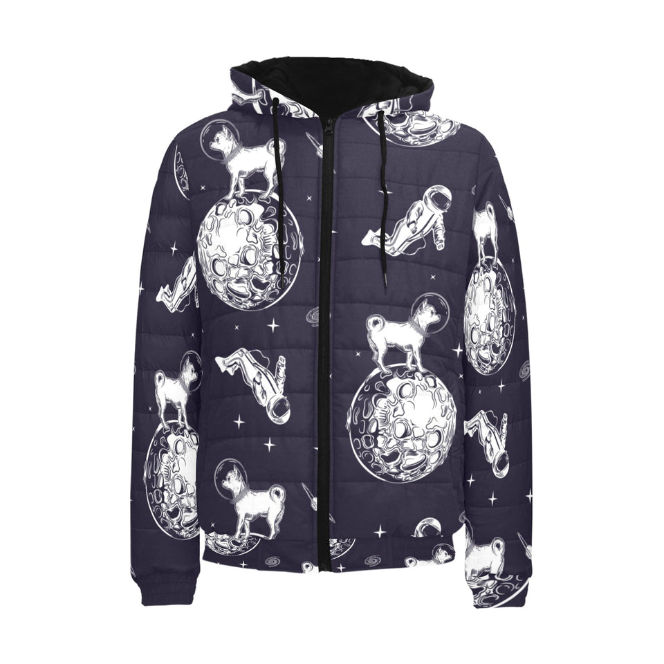Chihuahua space helmet. astronaut pattern Men's Padded Hooded Jacket