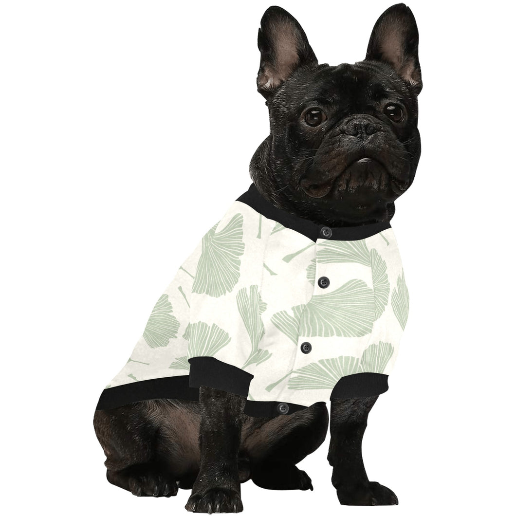 Ginkgo leaves pattern All Over Print Pet Dog Round Neck Fuzzy Shirt