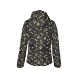 Dog Paws Pattern Print Design 05 Women's Padded Hooded Jacket