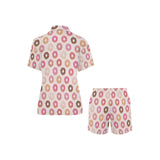 Colorful donut pattern Women's V-Neck Short Pajama Set
