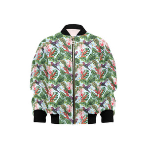 Hummingbird Pattern Print Design 05 Kids' Boys' Girls' Bomber Jacket
