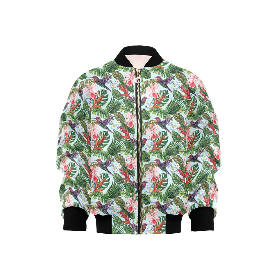 Hummingbird Pattern Print Design 05 Kids' Boys' Girls' Bomber Jacket