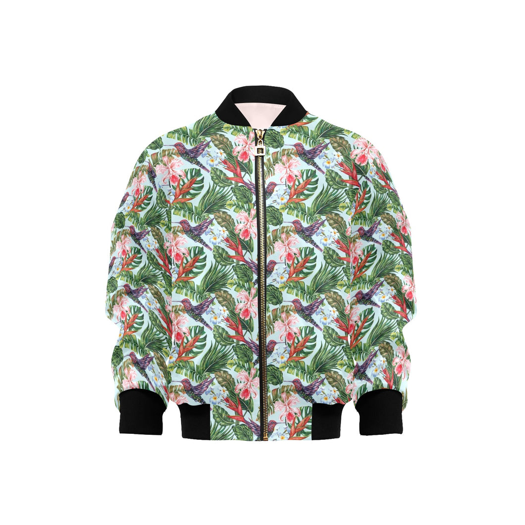 Hummingbird Pattern Print Design 05 Kids' Boys' Girls' Bomber Jacket