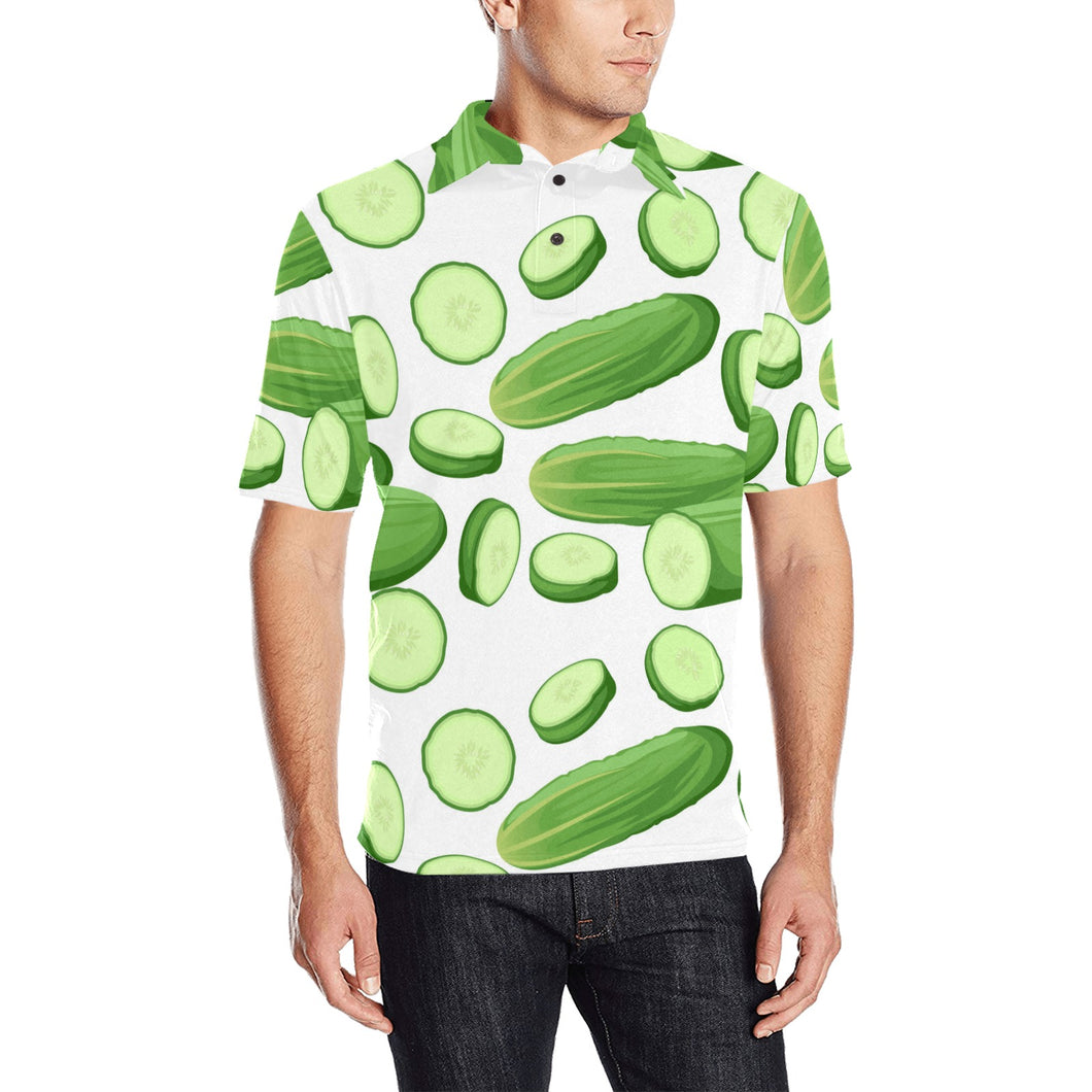 cucumber whole slices pattern Men's All Over Print Polo Shirt