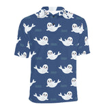 Cute white baby sea lion seal pattern Men's All Over Print Polo Shirt