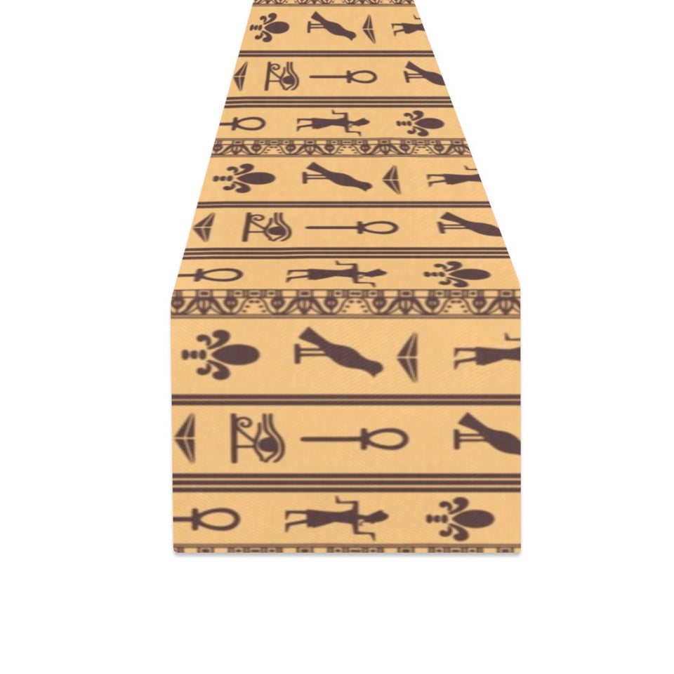 Egypt Hieroglyphics Pattern Print Design 02 Table Runner