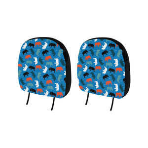 Colorful rhino pattern Car Headrest Cover