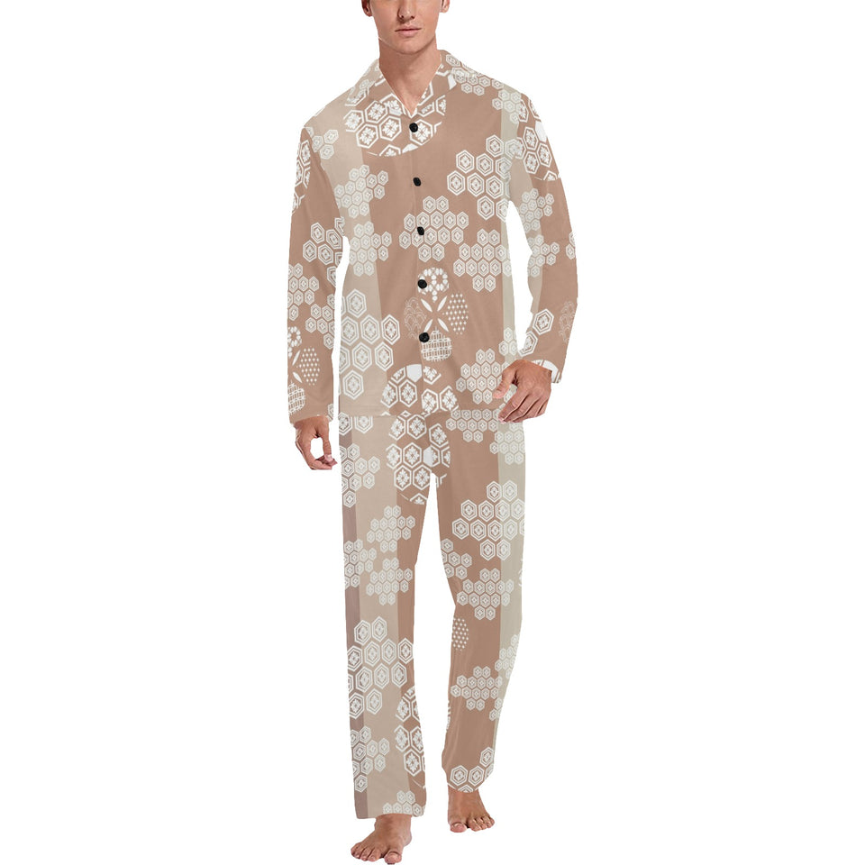 Beautiful hexagon japanese pattern Men's Long Pajama Set