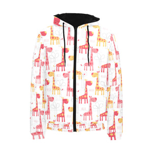 Giraffe Pattern Print Design 03 Men's Padded Hooded Jacket