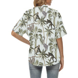 Monkey sloth lemur palm trees pattern Women's All Over Print Hawaiian Shirt