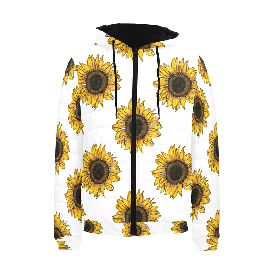 sunflowers design pattern Men's Padded Hooded Jacket