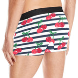 Hand drawn cherry pattern striped background Men's All Over Print Boxer Briefs Men's Underwear