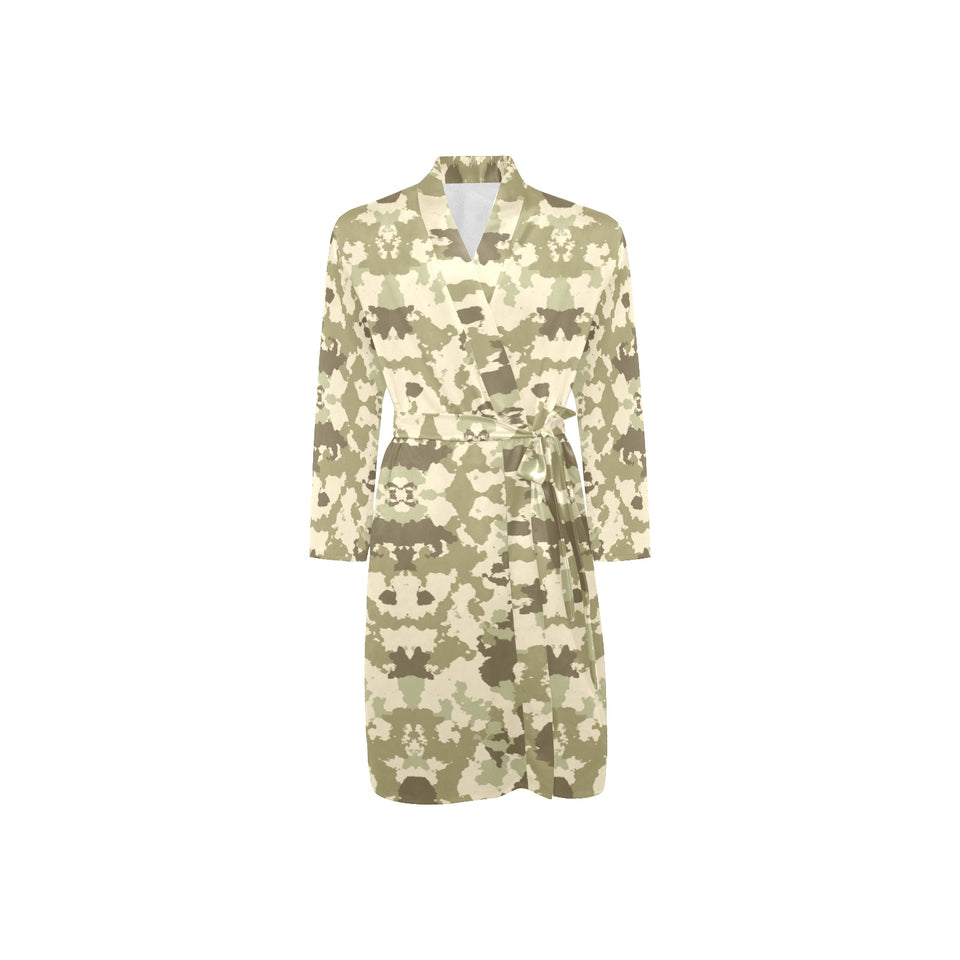 Light Green camouflage pattern Men's Long Sleeve Belted Night Robe