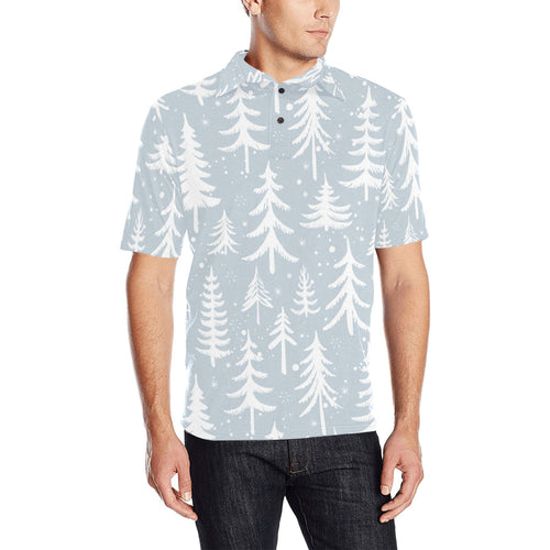Christmas tree winter forest pattern Men's All Over Print Polo Shirt