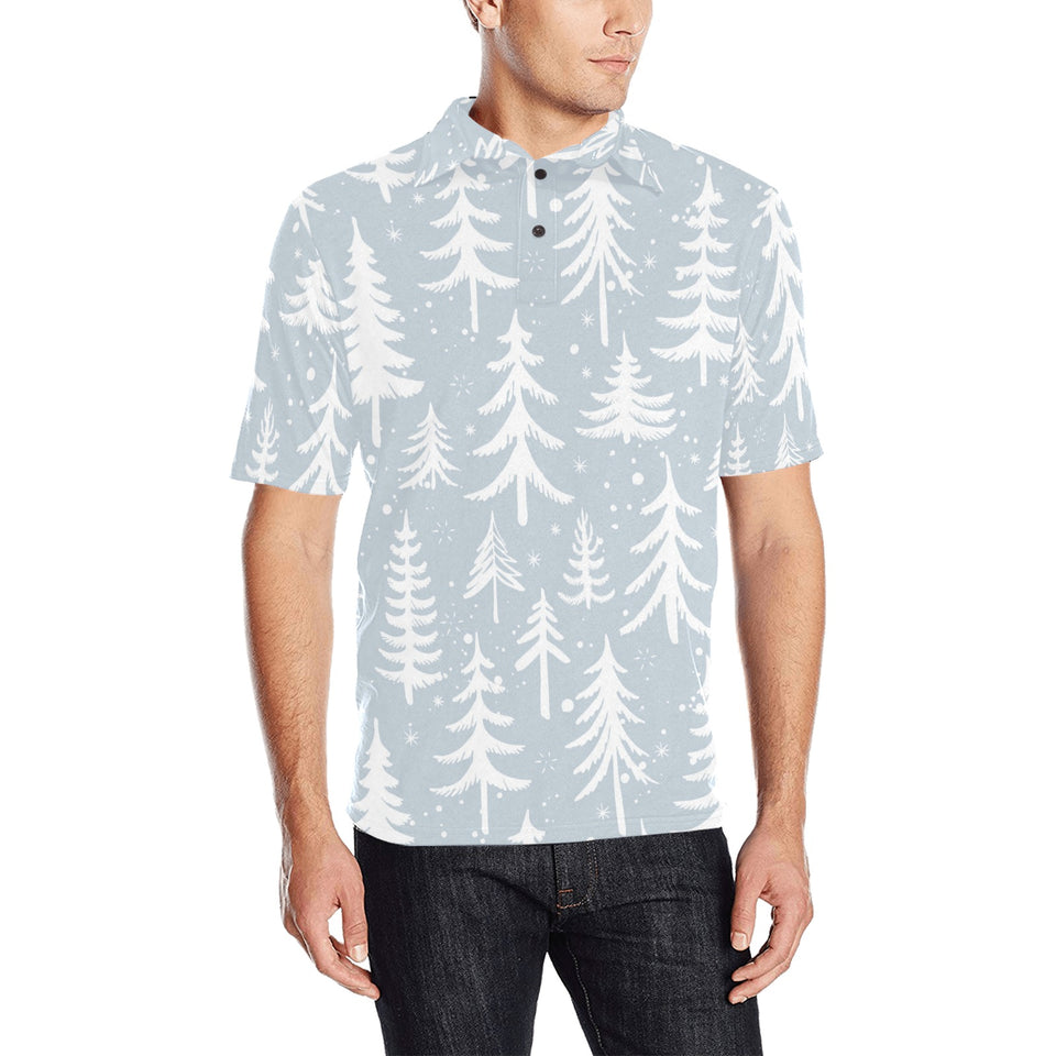 Christmas tree winter forest pattern Men's All Over Print Polo Shirt