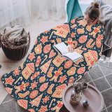 Christmas gingerbread cookie pattern Blanket Robe with Sleeves