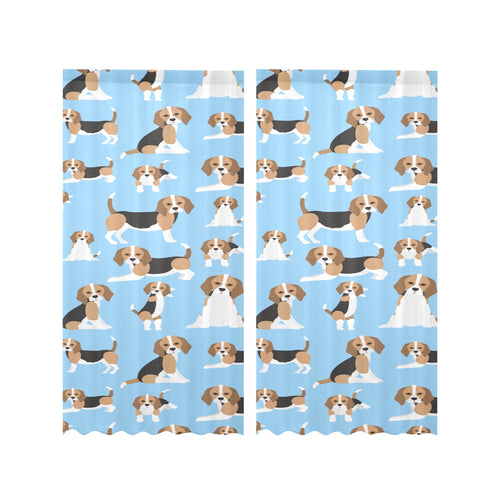 Beagle dog blue background pattern Gauze Curtain
