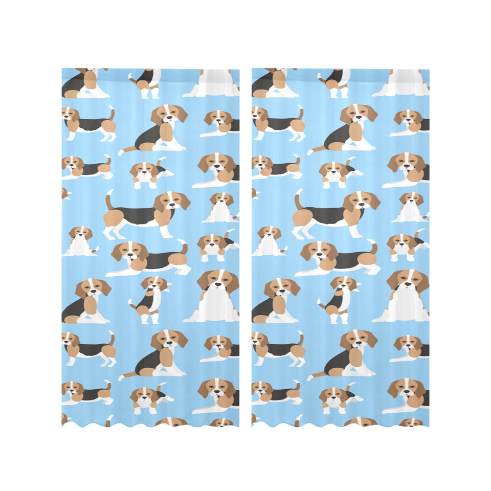 Beagle dog blue background pattern Gauze Curtain