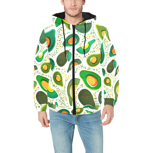 Avocado design pattern Men's Padded Hooded Jacket
