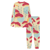 Red Bonsai gray sun japanese pattern Women's All Over Print Pajama Set
