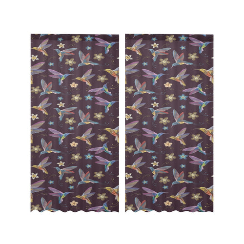 Hummingbird Pattern Print Design 04 Gauze Curtain