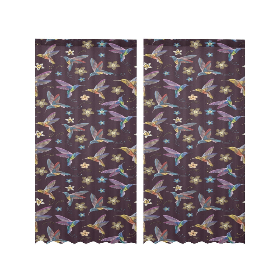 Hummingbird Pattern Print Design 04 Gauze Curtain