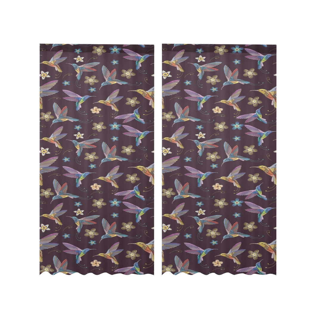 Hummingbird Pattern Print Design 04 Gauze Curtain