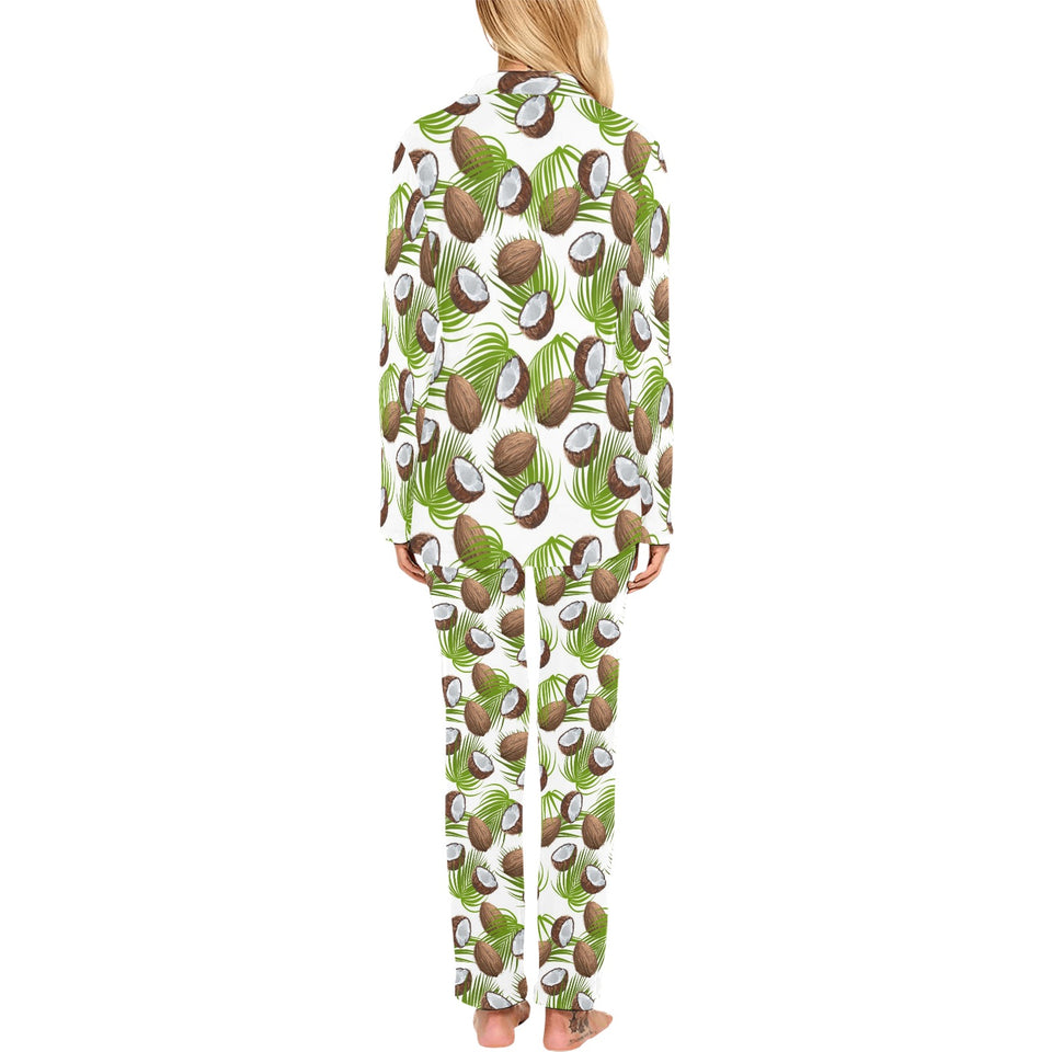 Coconut Pattern Print Design 04 Women's Long Pajama Set