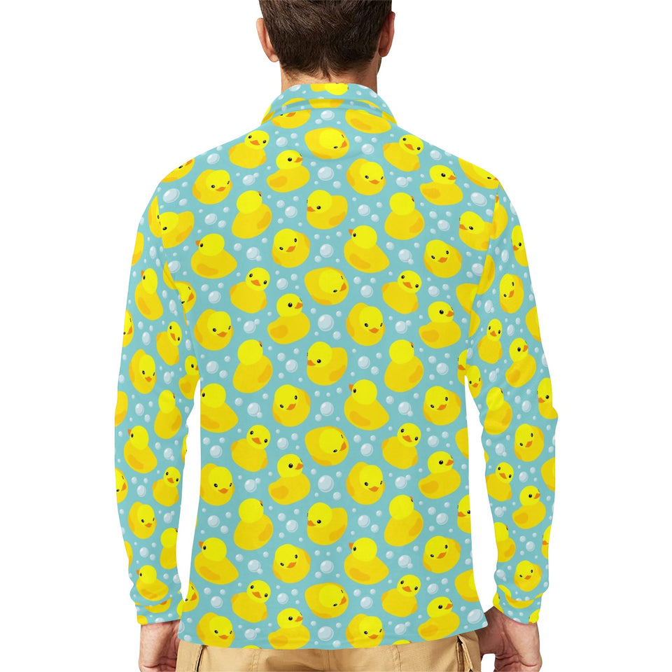 Duck Pattern Print Design 03 Men's Long Sleeve Polo Shirt