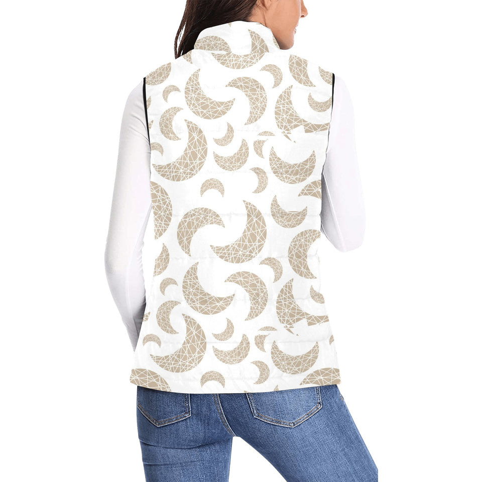 Cool gold moon abstract pattern Women's Padded Vest