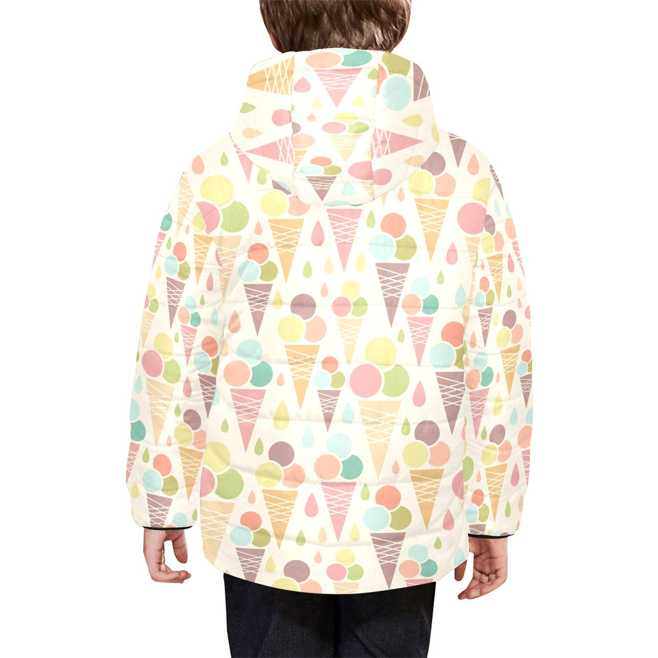 Ice cream cone pattern Kids' Boys' Girls' Padded Hooded Jacket
