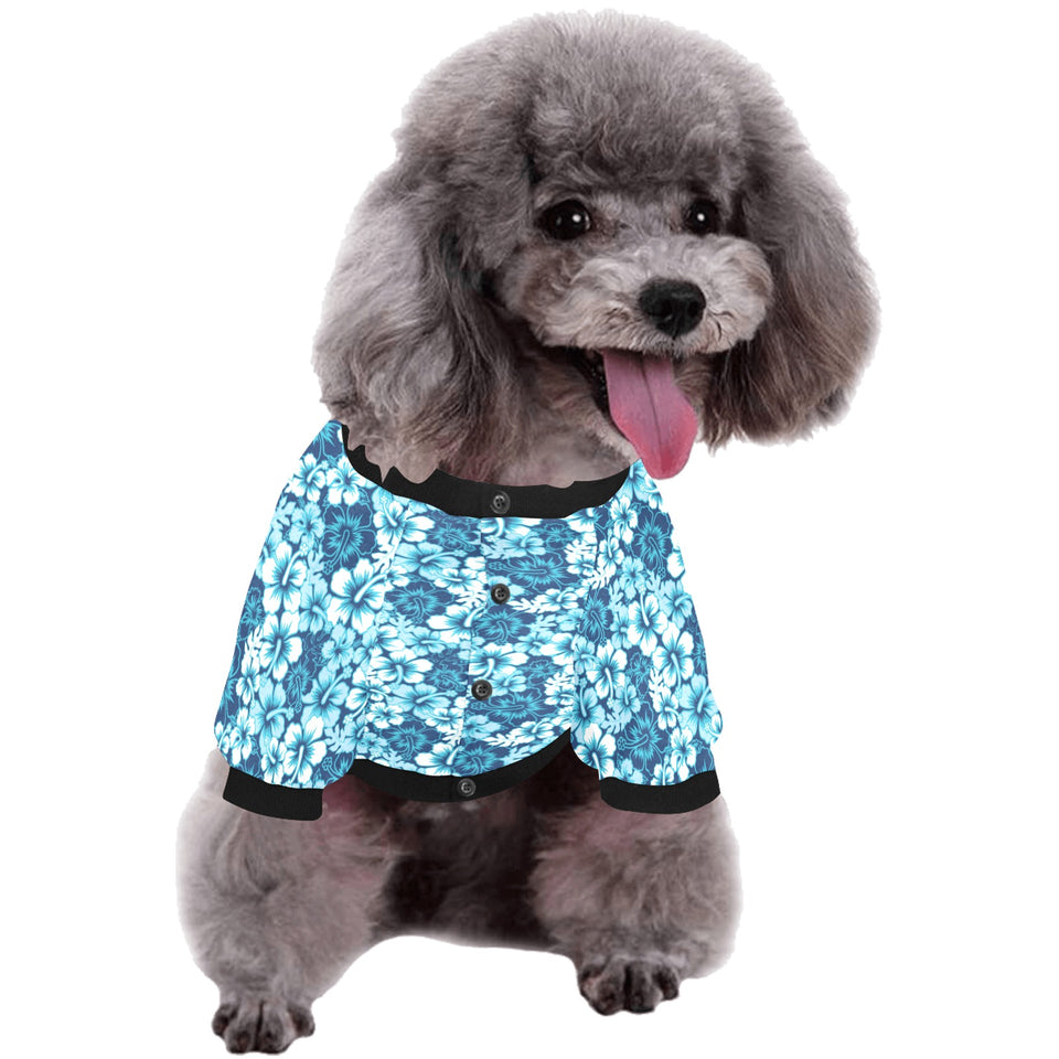 Hibiscus Pattern Print Design 03 All Over Print Pet Dog Round Neck Fuzzy Shirt