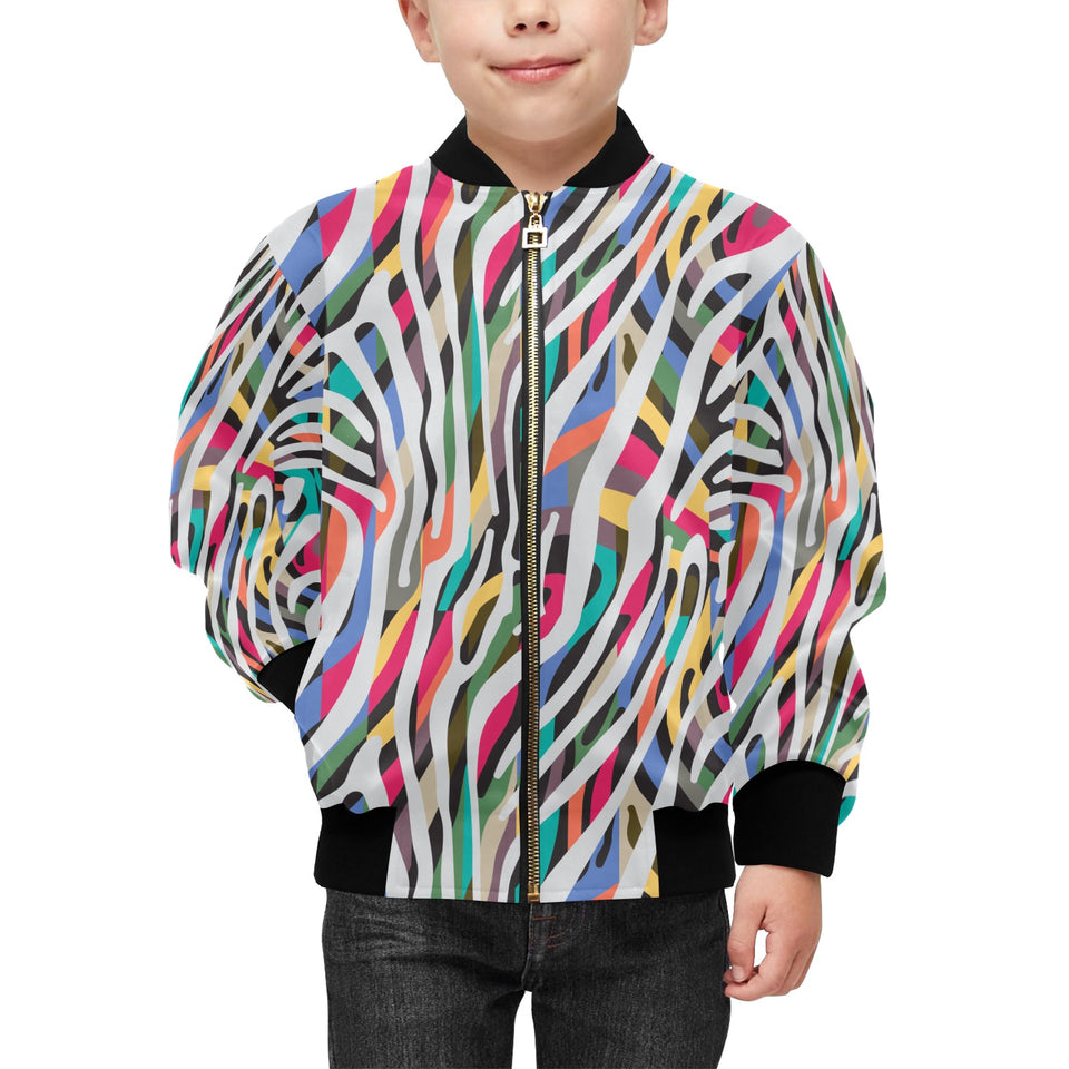 Colorful zebra skin pattern Kids' Boys' Girls' Bomber Jacket