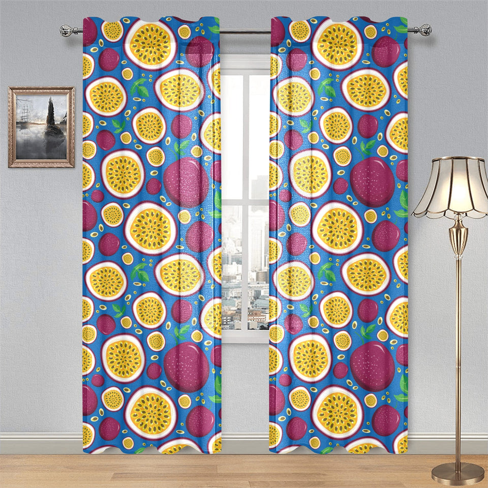 Passion fruit blue background Gauze Curtain