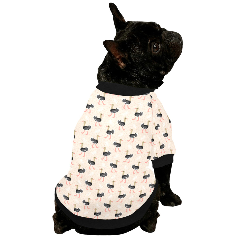 Ostrich Pattern Print Design 05 All Over Print Pet Dog Round Neck Fuzzy Shirt