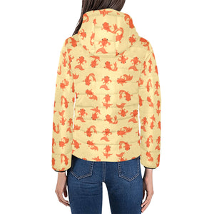 Goldfish Pattern Print Design 02 Women's Padded Hooded Jacket